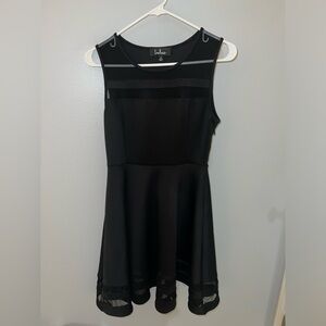 Lulus Black Skater Dress with mesh cutouts, Size S